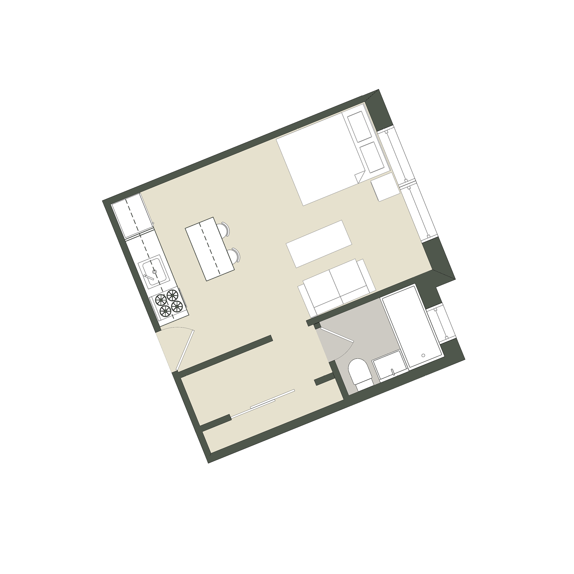 Floor plan for studio, 1 bath, 310 sqft